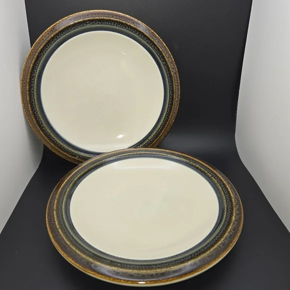 Pfaltzgraff Canyon Ridge-Brown, Olive & Blue Bands -Set of 2 Salad Plates-8" - Picture 1 of 6